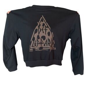 Def Leppard Cotton Blend Black Crop Sweatshirt Concert Fall Size Large